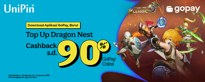 Top Up Dragon Nest Cashback 90% GoPay Coins!